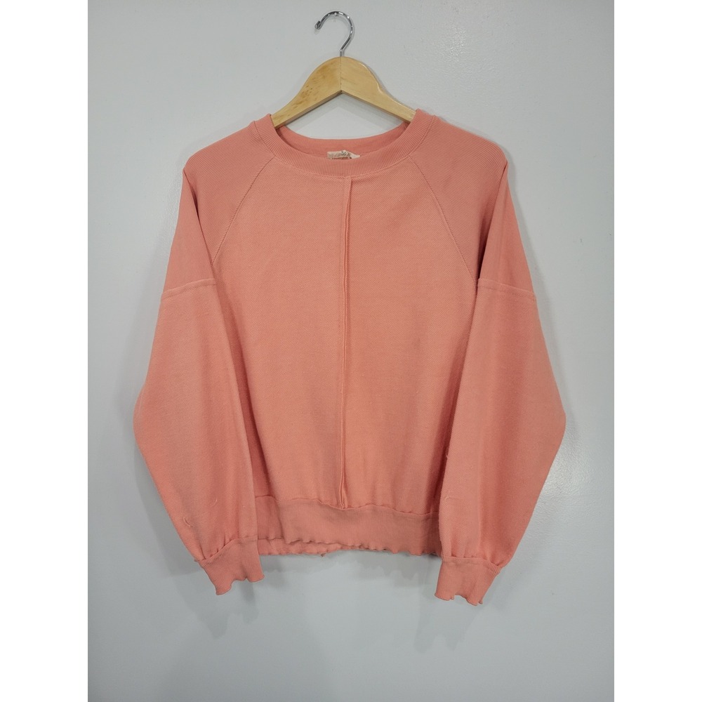 Easel Los Angeles Coral Pink Exposed Seam Raglan Sweatshirt Women Size S
